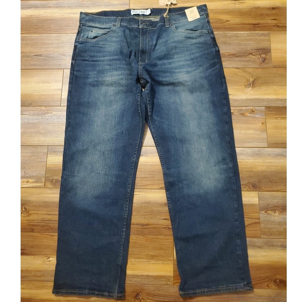 True Craft Mens Blue Jeans 38x30 Relaxed Stretch Denim Dark Wash 9990 NWT